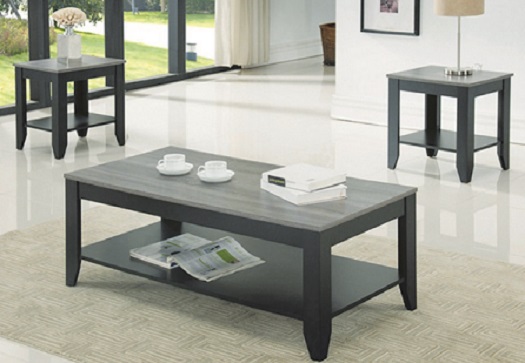 3 Pc Reclaimed Wood Look Coffee Table, 3 Piece Coffee Table Set Grey