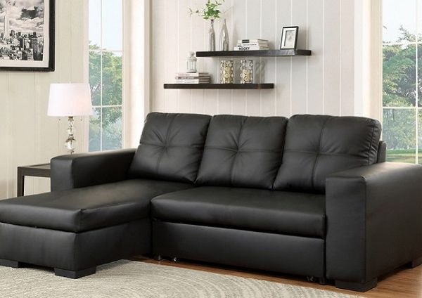 Sectional Sofa Bed Reversible Black